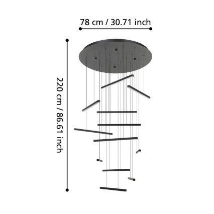 Eglo - Lámpara de araña LED regulable 12xLED/8,4W/230V 3000K negro
