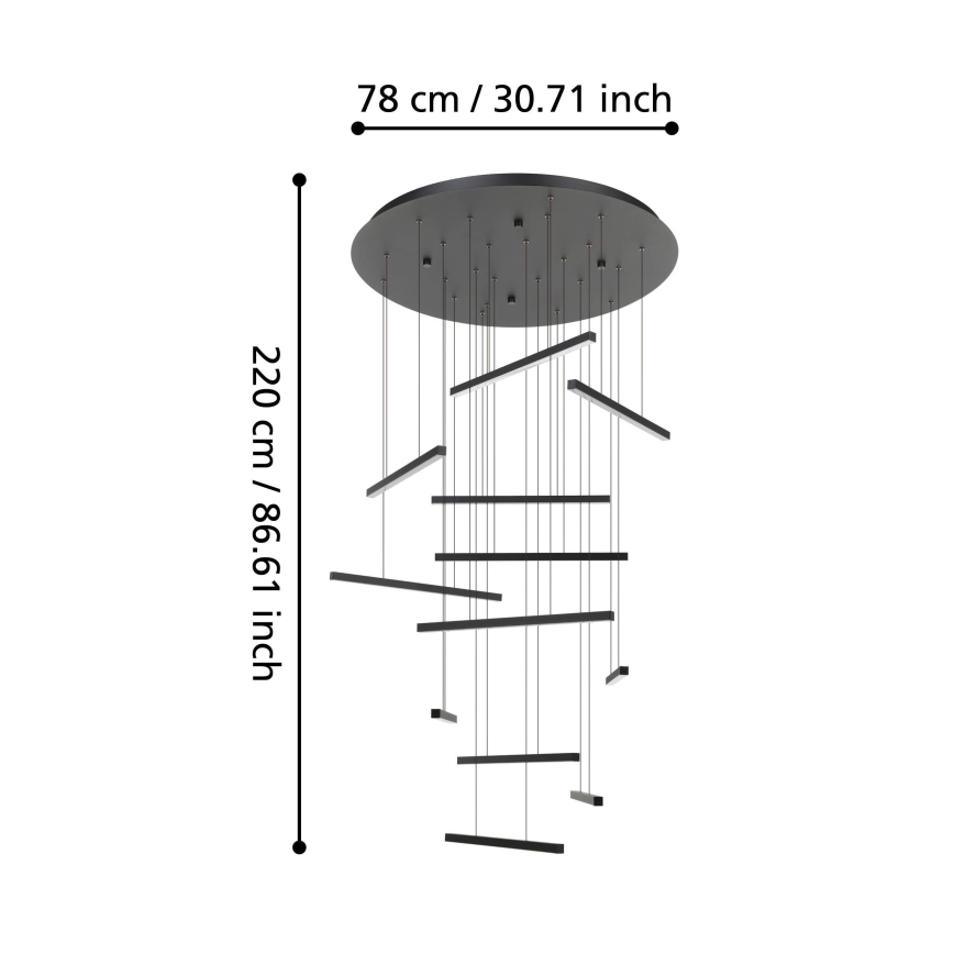Eglo - Lámpara de araña LED regulable 12xLED/8,4W/230V 3000K negro