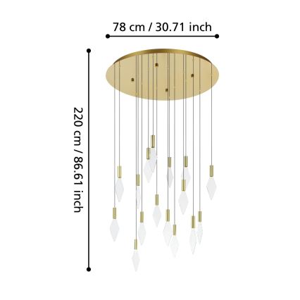 Eglo - Lámpara de araña LED regulable 16xLED/3,3W/230V 3000K diá. 78 cm dorado