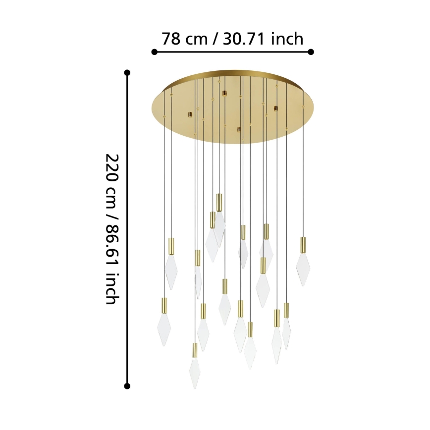 Eglo - Lámpara de araña LED regulable 16xLED/3,3W/230V 3000K diá. 78 cm dorado
