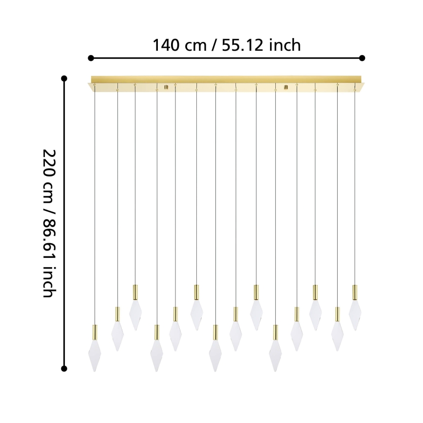 Eglo - Lámpara de araña LED regulable 14xLED/3,3W/230V 3000K dorado