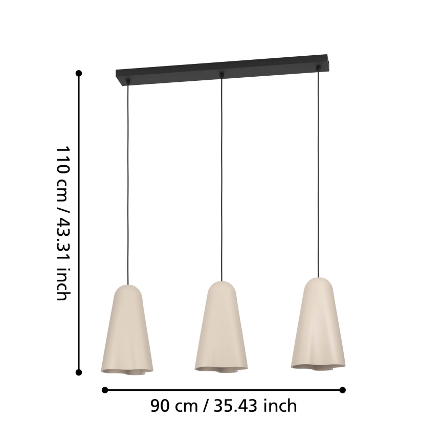 Eglo - Lámpara colgante 3xE27/40W/230V beige