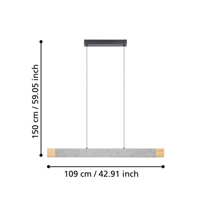 Eglo - Lámpara de araña LED regulable LED/22,2W/230V 3000K marrón/gris