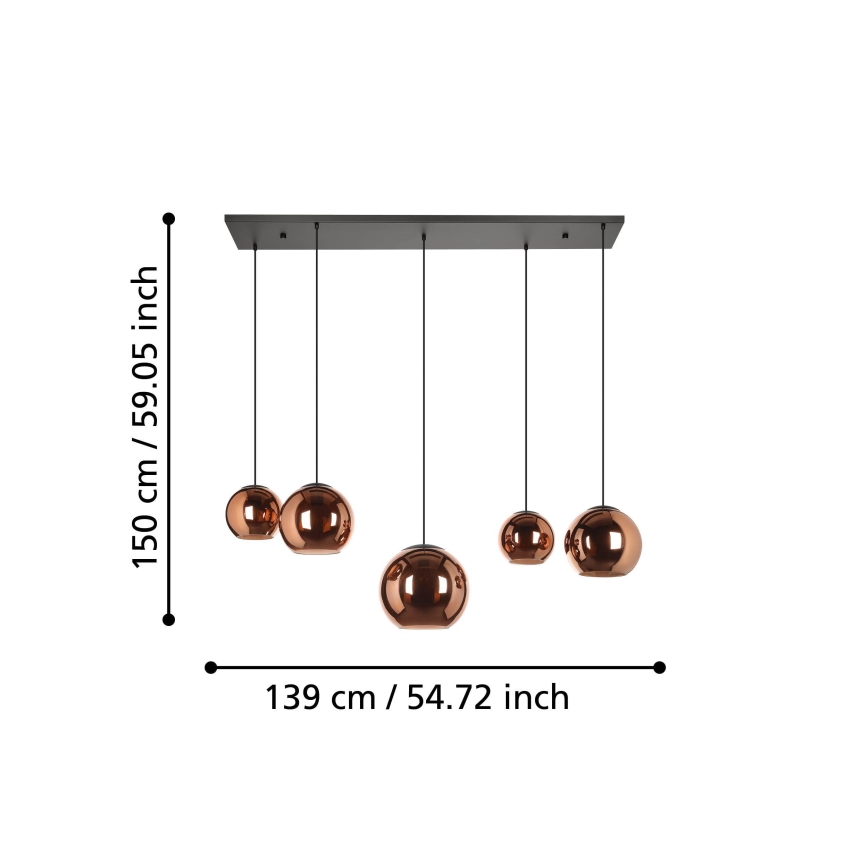 Eglo - Lámpara colgante 5xE27/40W/230V cobre