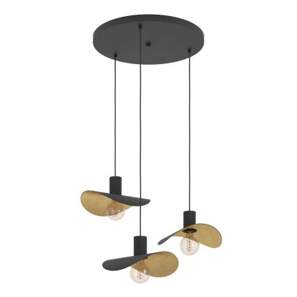 Eglo - Lámpara colgante 3xE27/40W/230V negro/dorado