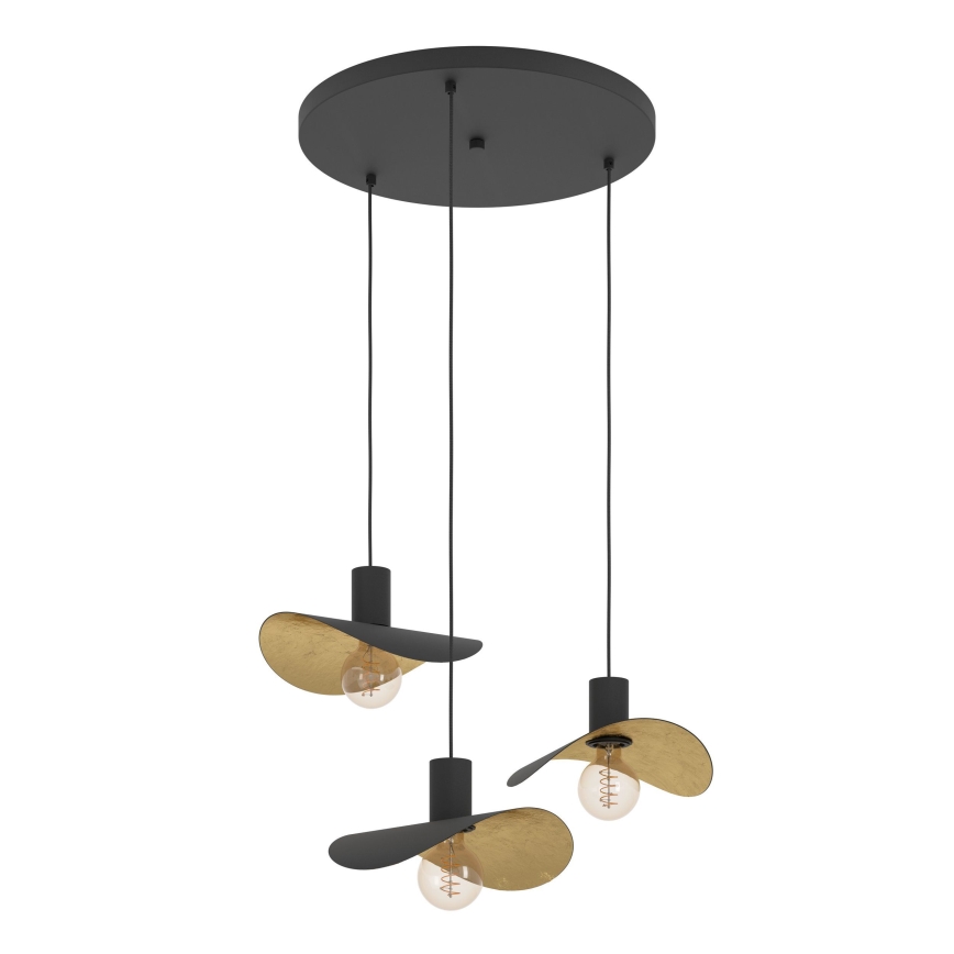 Eglo - Lámpara colgante 3xE27/40W/230V negro/dorado