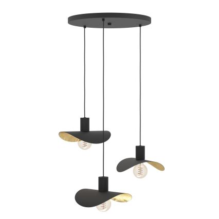Eglo - Lámpara colgante 3xE27/40W/230V negro/dorado