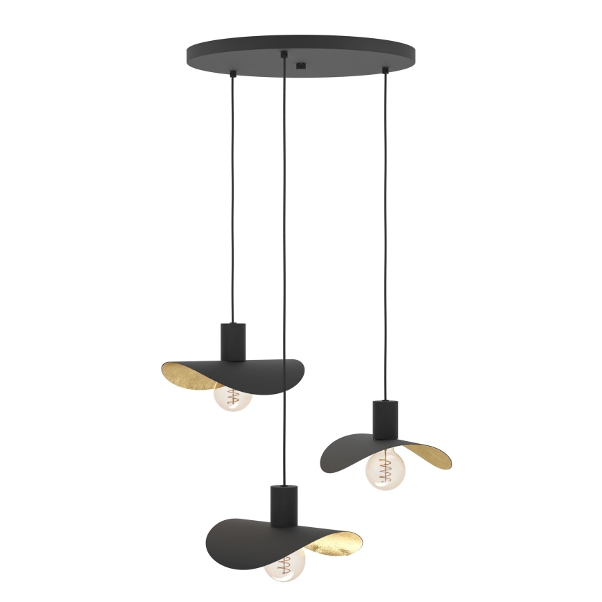 Eglo - Lámpara colgante 3xE27/40W/230V negro/dorado