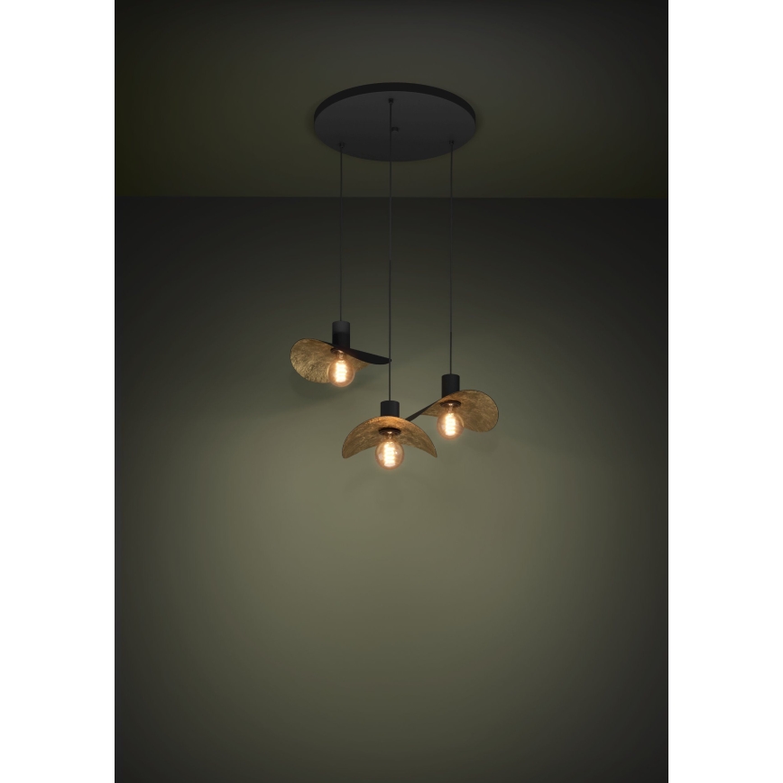 Eglo - Lámpara colgante 3xE27/40W/230V negro/dorado