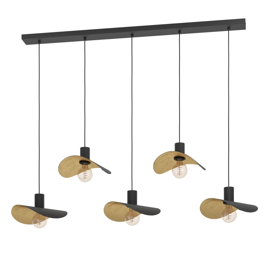 Eglo - Lámpara colgante 5xE27/40W/230V negro/dorado