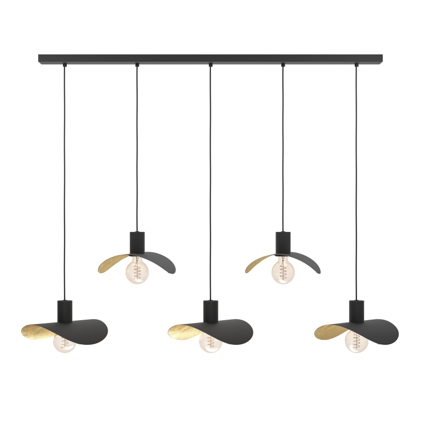 Eglo - Lámpara colgante 5xE27/40W/230V negro/dorado