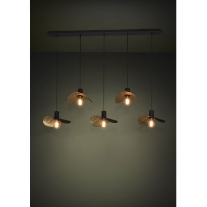 Eglo - Lámpara colgante 5xE27/40W/230V negro/dorado