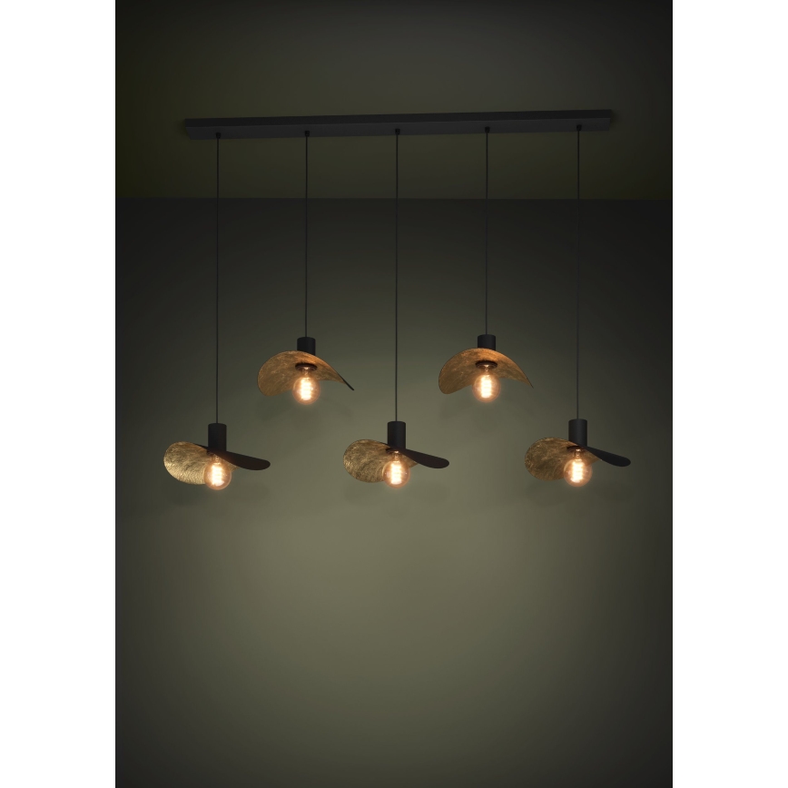 Eglo - Lámpara colgante 5xE27/40W/230V negro/dorado