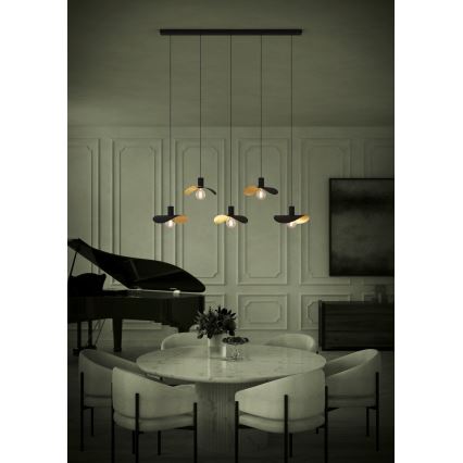 Eglo - Lámpara colgante 5xE27/40W/230V negro/dorado