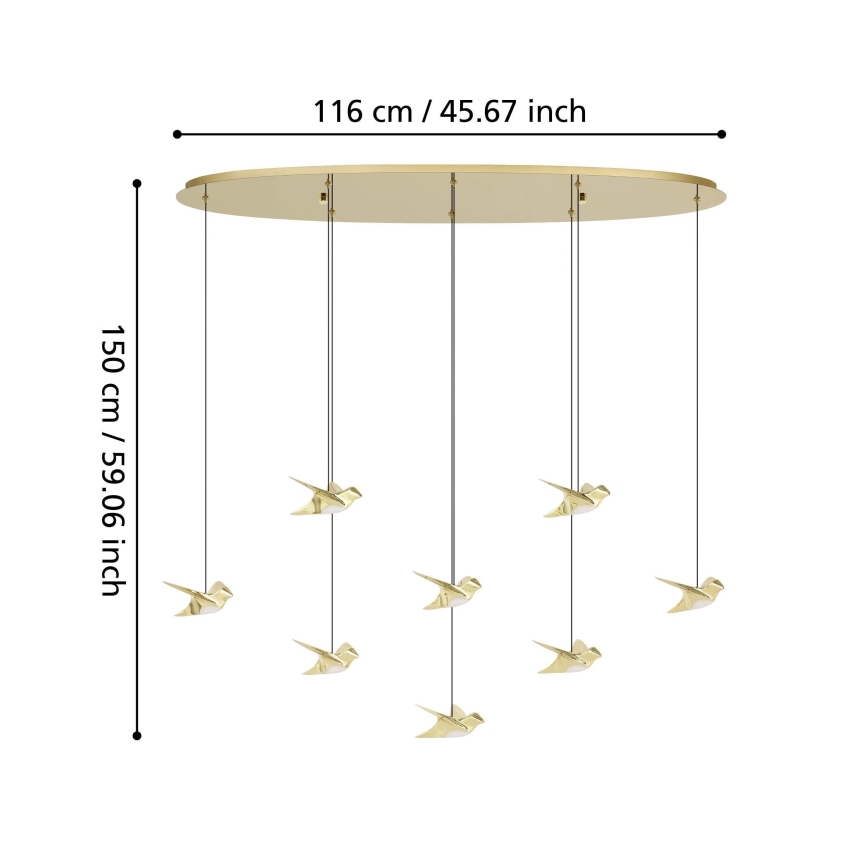 Eglo - Lámpara de araña LED regulable 8xLED/4,2W/230V 3000K dorado