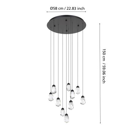 Eglo - Lámpara de araña LED regulable 10xLED/3W/230V 3000K negro/transparente
