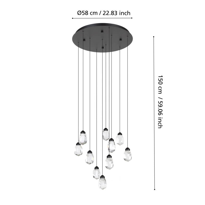 Eglo - Lámpara de araña LED regulable 10xLED/3W/230V 3000K negro/transparente