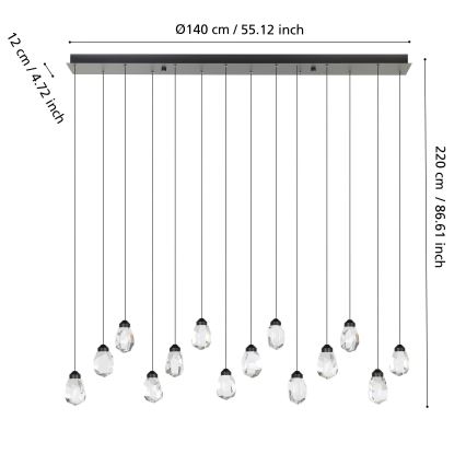 Eglo - Lámpara de araña LED regulable 14xLED/3W/230V 3000K negro/transparente