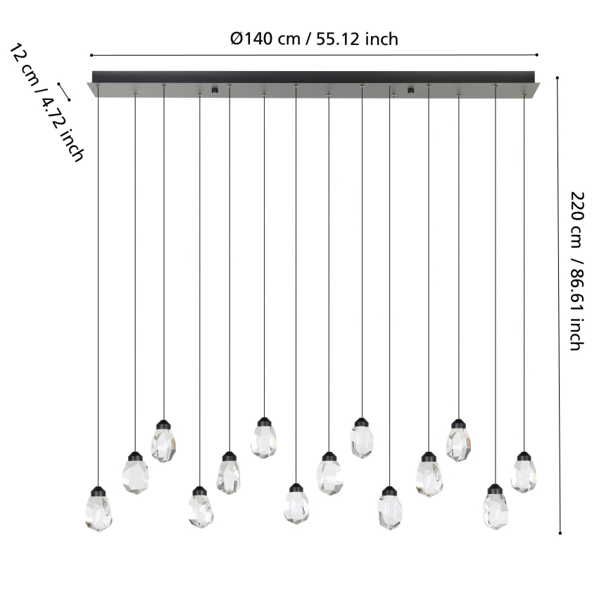 Eglo - Lámpara de araña LED regulable 14xLED/3W/230V 3000K negro/transparente