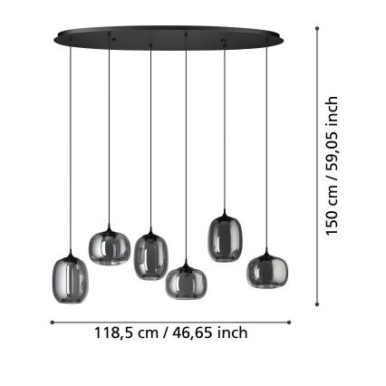 Eglo - Lámpara de araña LED regulable 6xLED/3,7W/230V 2700-6500K ahumado + control remoto