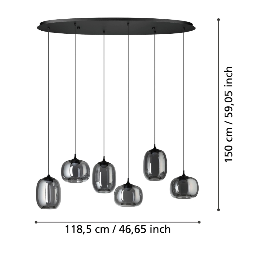 Eglo - Lámpara de araña LED regulable 6xLED/3,7W/230V 2700-6500K ahumado + control remoto