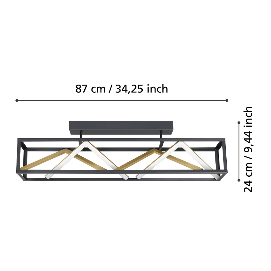 Eglo - Lámpara de techo LED regulable LED/45W/230V 2700-6500K negro/dorado + control remoto