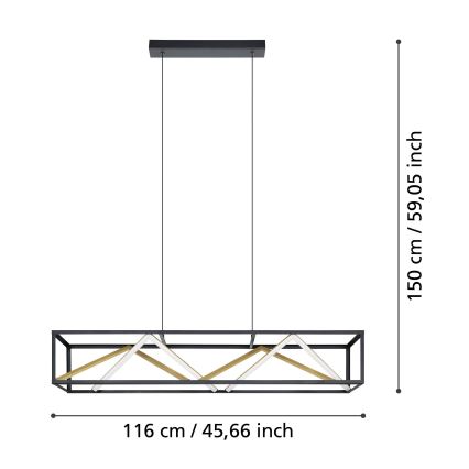 Eglo - Lámpara de araña LED regulable LED/46W/230V 2700-6500K negro/dorado + control remoto