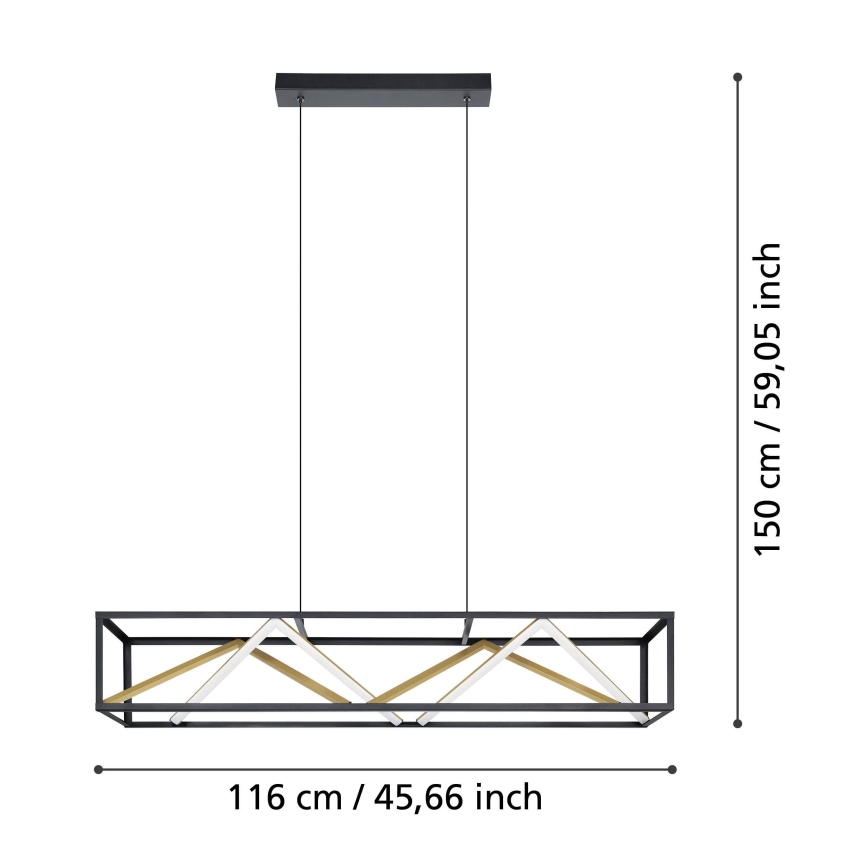 Eglo - Lámpara de araña LED regulable LED/46W/230V 2700-6500K negro/dorado + control remoto