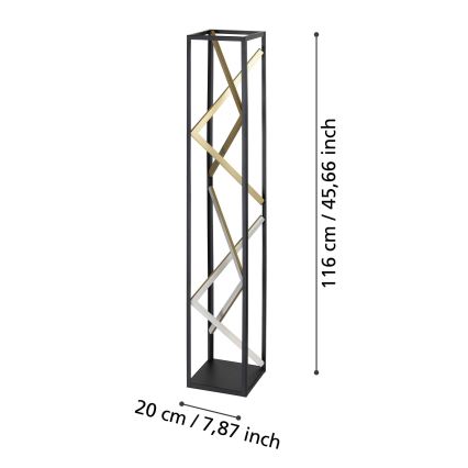 Eglo - Lámpara de pie LED regulable LED/23W/230V 2700-6500K negro/dorado + control remoto