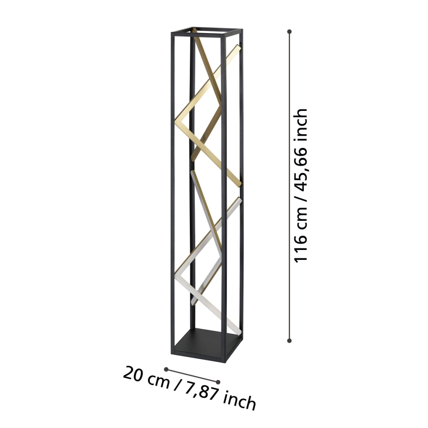 Eglo - Lámpara de pie LED regulable LED/23W/230V 2700-6500K negro/dorado + control remoto