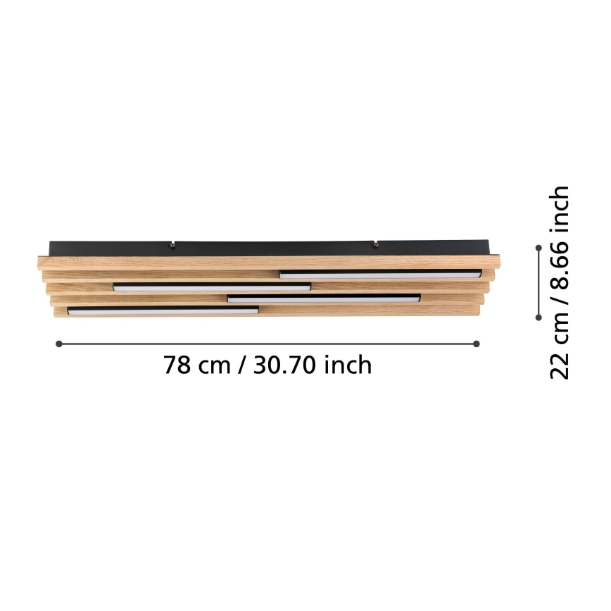 Eglo - Plafón LED regulable 4xLED/9W/230V 3000K 22x78 cm marrón