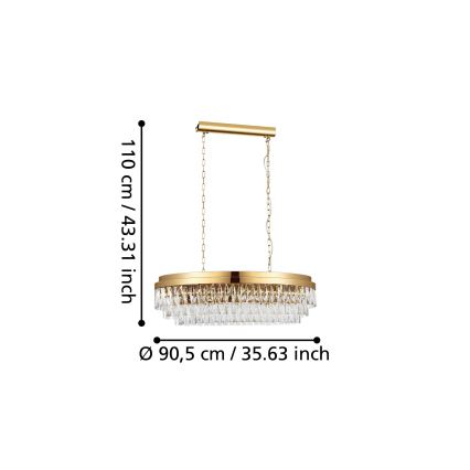 Eglo - Lámpara colgante con cadena 10xE14/40W/230V dorado