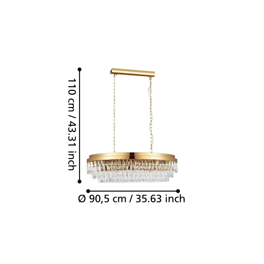 Eglo - Lámpara colgante con cadena 10xE14/40W/230V dorado