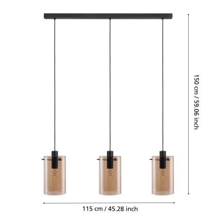 Eglo 39539 - Lámpara de araña de cable 3xE27/40W/230V