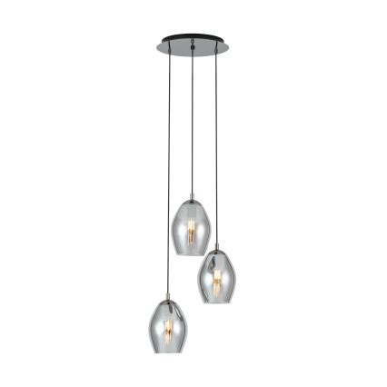 Eglo - Lámpara colgante 3xE27/60W/230V ahumado