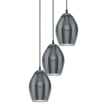 Eglo - Lámpara colgante 3xE27/60W/230V ahumado