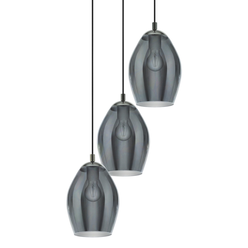 Eglo - Lámpara colgante 3xE27/60W/230V ahumado