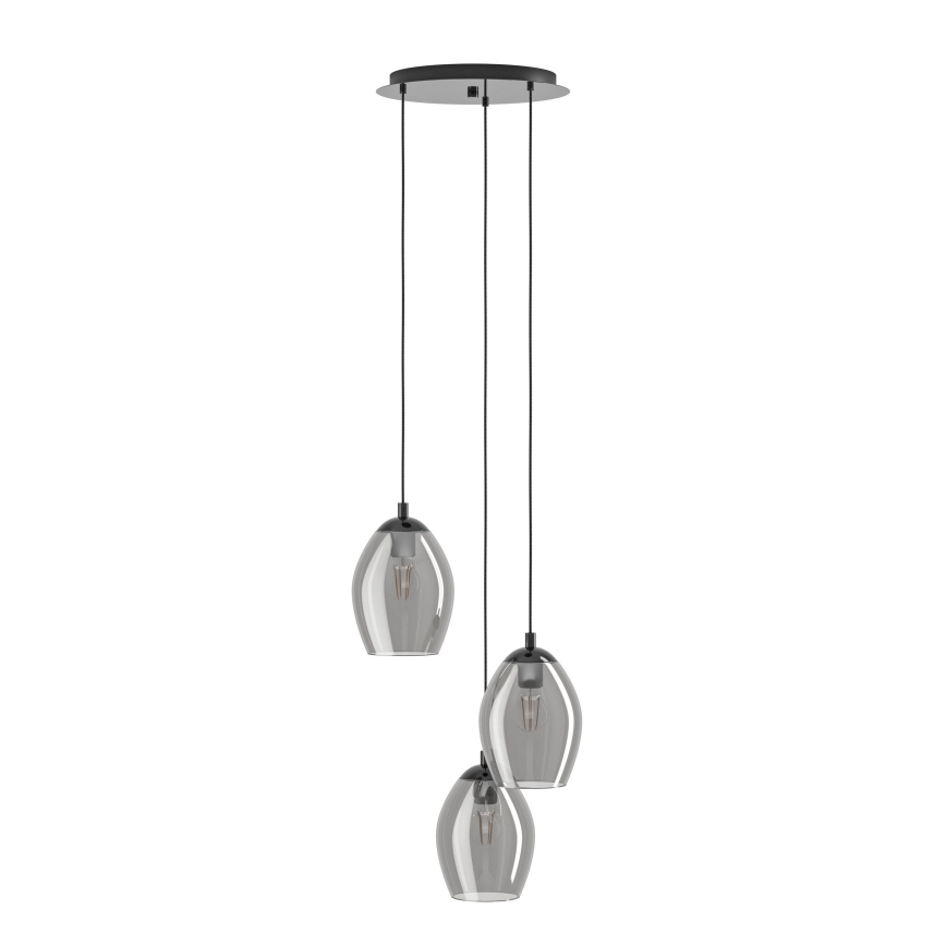 Eglo - Lámpara colgante 3xE27/60W/230V ahumado