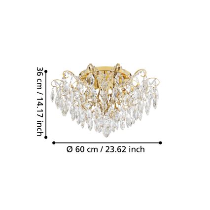 Eglo - Lámpara de araña de luces de superficie 6xE14/25W/230V dorado