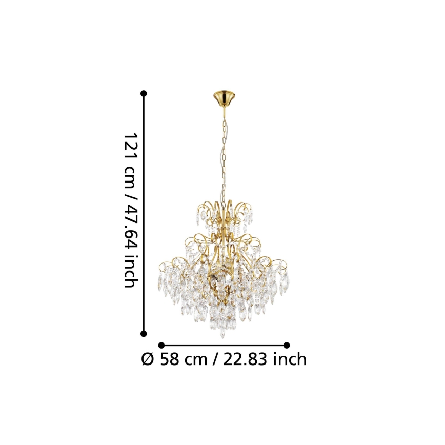 Eglo - Lámpara de araña de cadena 5xE14/25W/230V dorado