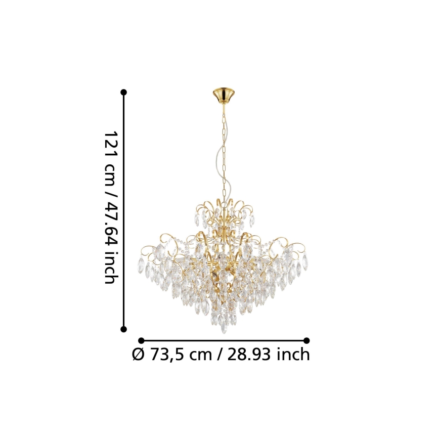 Eglo - Lámpara de araña de cadena 9xE14/25W/230V dorado