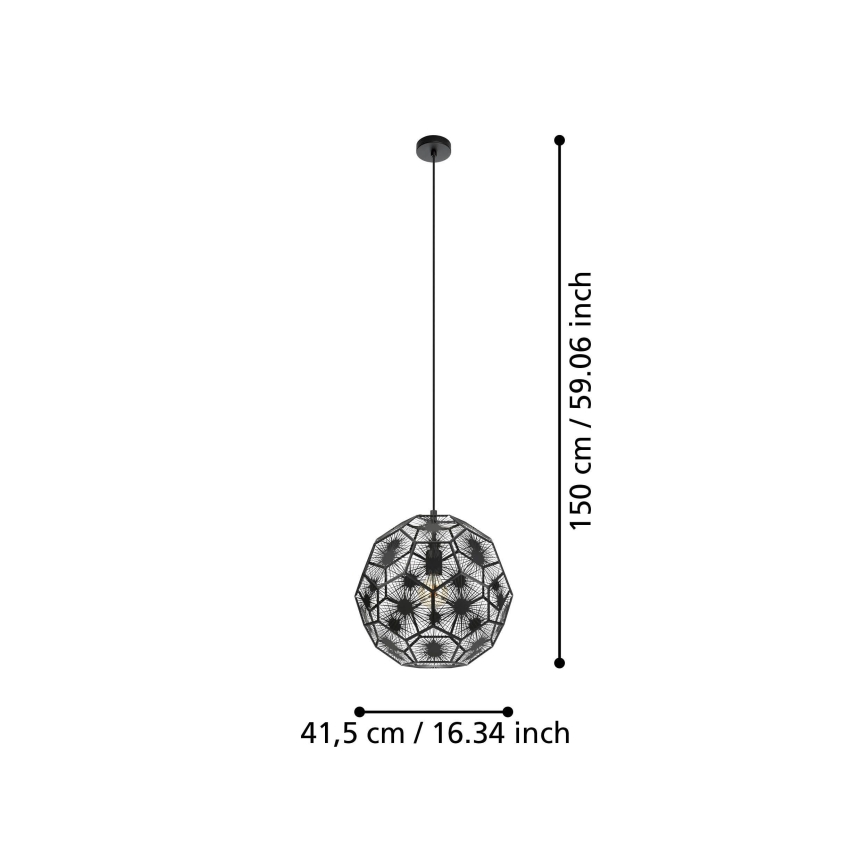 Eglo - Lámpara colgante 1xE27/60W/230V diá. 41 cm negro