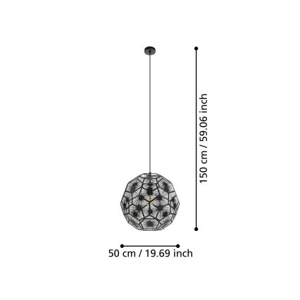 Eglo 39619 - Lámpara colgante 1xE27/60W/230V diá. 50 cm negro