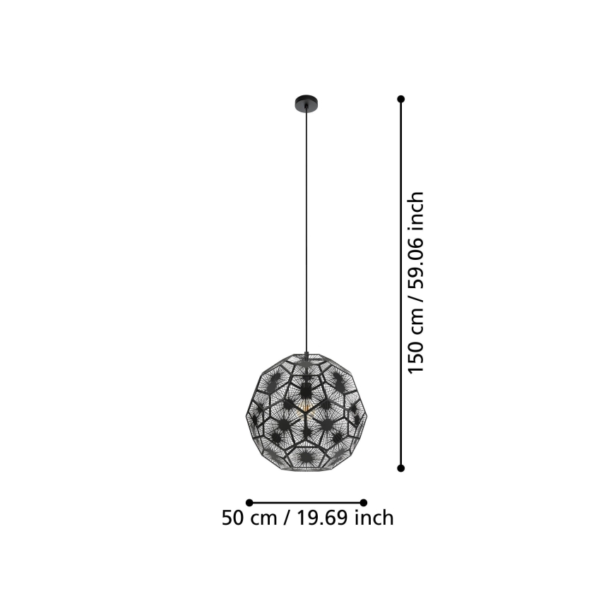 Eglo 39619 - Lámpara colgante 1xE27/60W/230V diá. 50 cm negro