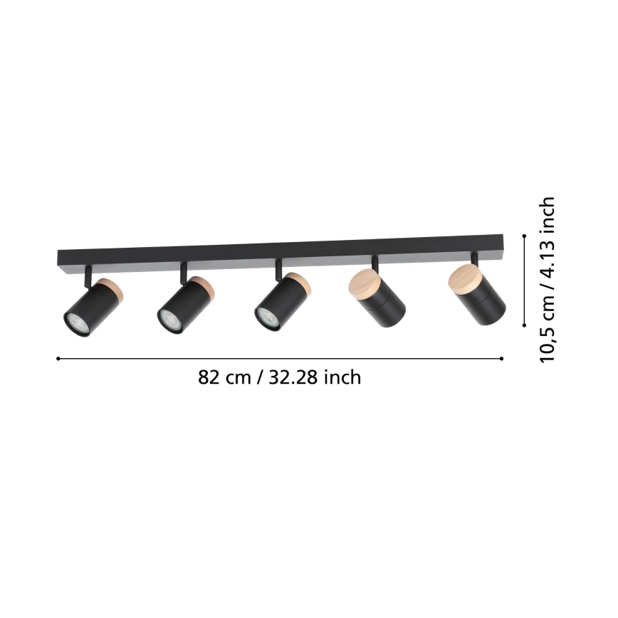 Eglo - Foco LED 5xGU10/4,5W/230V 3000K negro/marrón