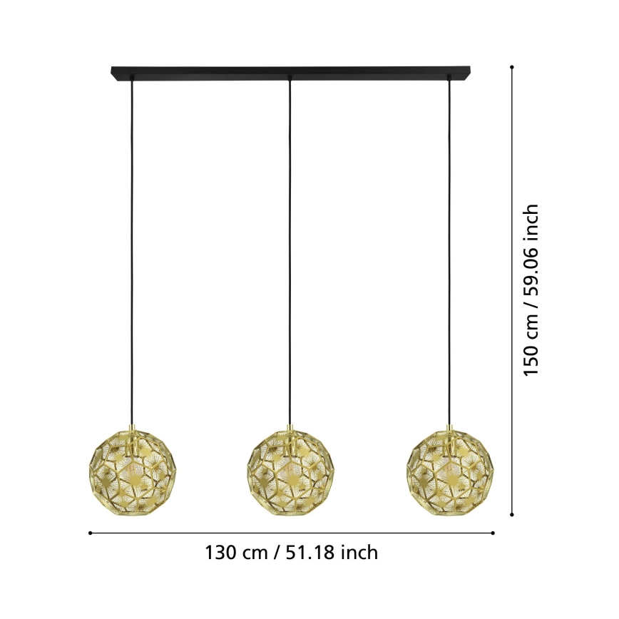 Eglo - Lámpara colgante de cable 3xE27/60W/230V