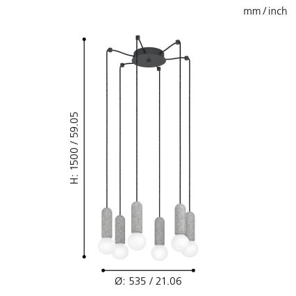 Eglo - Lámpara colgante 6xE27/40W/230V araña