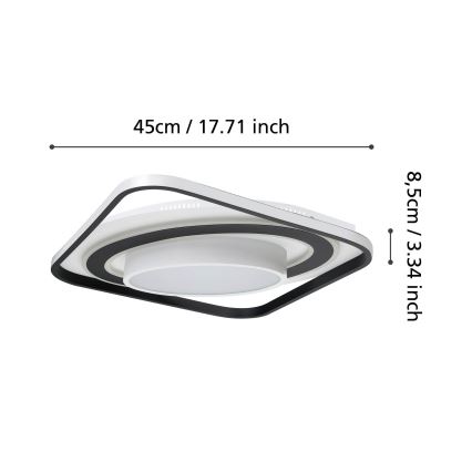 Eglo - Plafón LED regulable LED/21,5W/230V + LED/10,5W + LED/3W 3000-6500K negro + control remoto