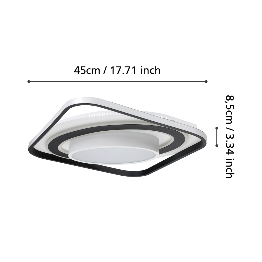 Eglo - Plafón LED regulable LED/21,5W/230V + LED/10,5W + LED/3W 3000-6500K negro + control remoto