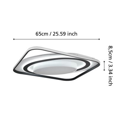 Eglo - Plafón LED regulable LED/28W/230V+LED/13W+ LED/2,8W 3000-6500K negro + control remoto